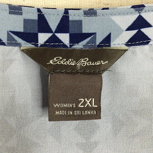 Eddie Bauer Escapelite Sleeveless Tank Top Womens Size 2XL Blue Aztec Travel - Picture 7 of 8